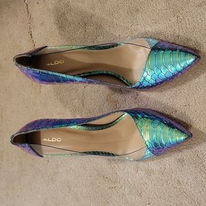Multi colored mermaid pumps.